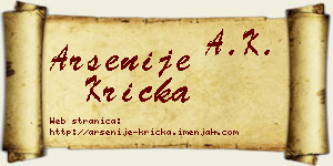Arsenije Krička vizit kartica